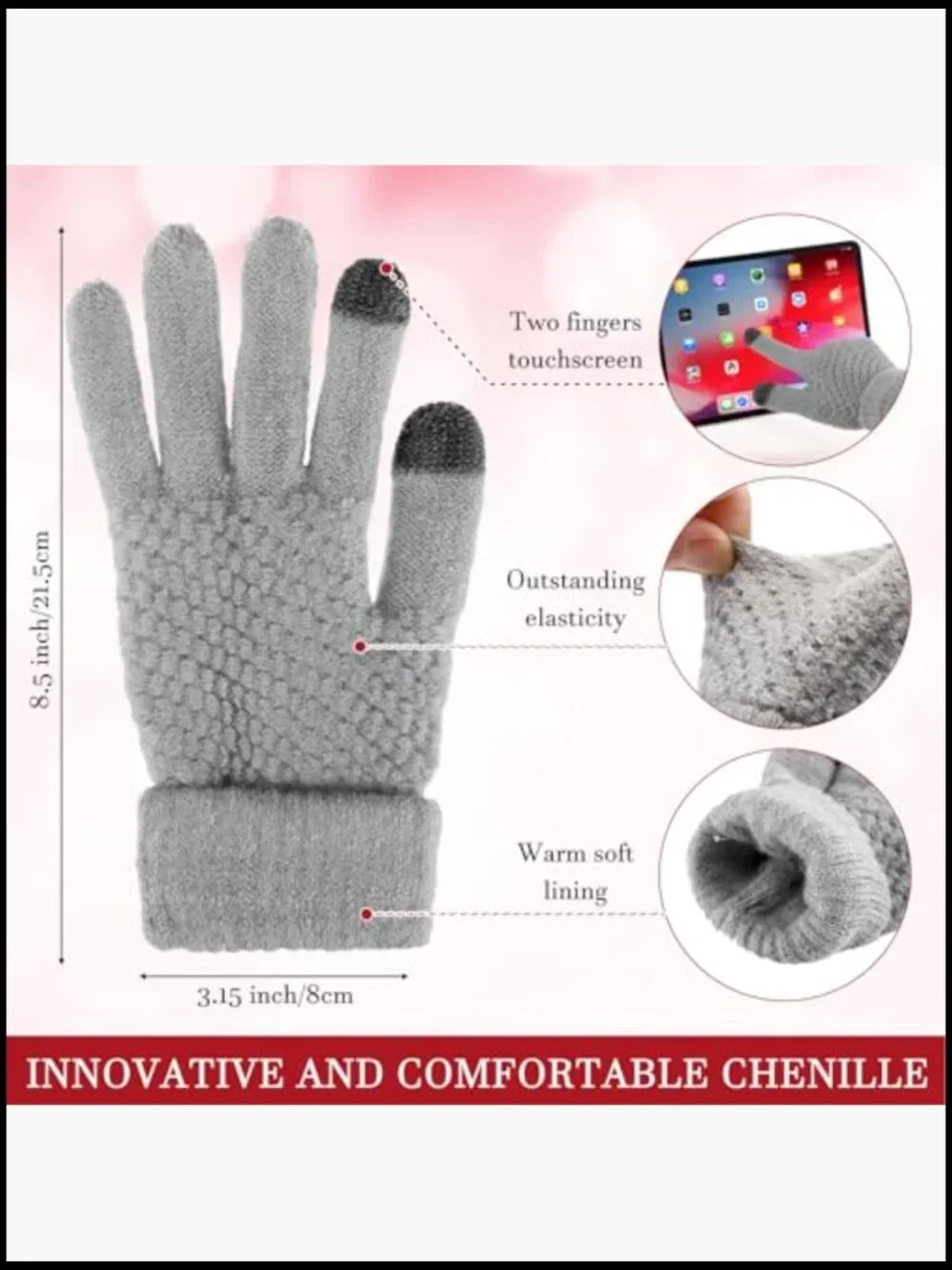 12-Pc Winter Set: Beanie, Scarf, Touchscreen Gloves